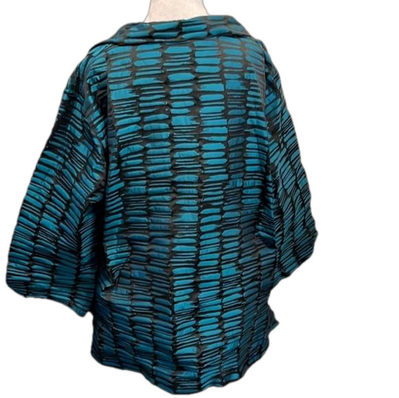 Caroline Rose 1X open very light jacket in turquoise  and black - Picture 2 of 5
